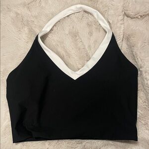 Black and White Halter Sports Bra